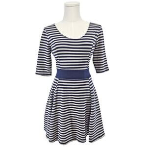 Vintage Lola navy Blue white striped skater Fit & Flare Dress M